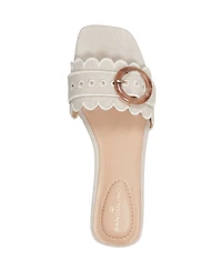 Bandolino Women's Silla Scallop Buckle Flat Slide Sandals