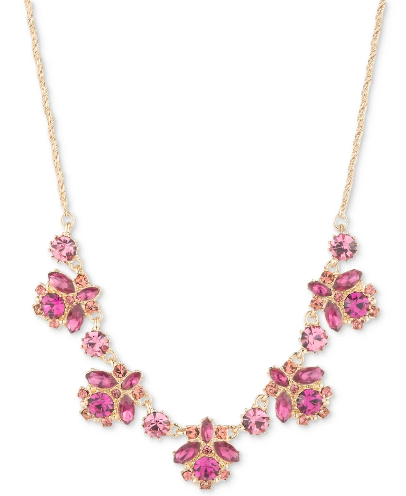 Marchesa Gold-Tone Mixed Crystal Cluster Statement Necklace, 16" + 3" extender