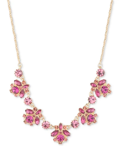 Marchesa Gold-Tone Mixed Crystal Cluster Statement Necklace, 16" + 3" extender
