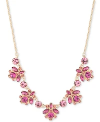 Marchesa Gold-Tone Mixed Crystal Cluster Statement Necklace, 16" + 3" extender