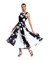 HotSquash London Women's Box Pleat Midi Dress with Contrast Skirt