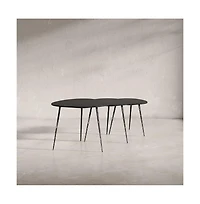 Reeves Abstract Contemporary Solid Acacia Wood Nesting End Tables (Set of 3)