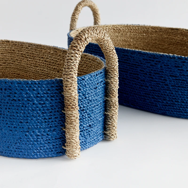 Tiana Seagrass Short Oval Decorative Baskets Set of 2