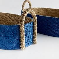Tiana Seagrass Short Oval Decorative Baskets Set of 2