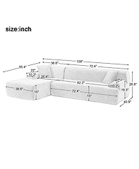 Modern Large L-Shape Modular Sectional Sofa for Living Room, Bedroom, Salon, 2 Piece Free Combination, Simplified Style