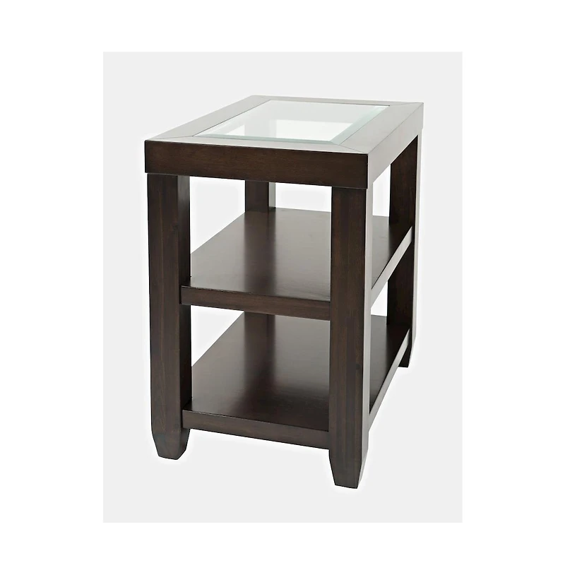 Urban Icon Contemporary Glass Inlay Chair Side End Table with Storage