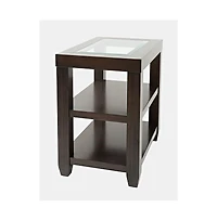 Urban Icon Contemporary Glass Inlay Chair Side End Table with Storage