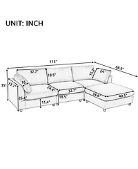 Upholstery Convertible Sectional Sofa, L Shaped Couch with Reversible Chaise