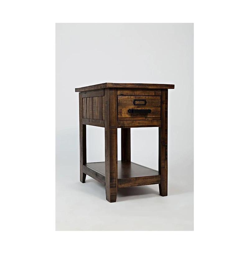 Cannon Valley Distressed Industrial One Drawer Chairside Table
