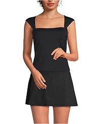 Lands' End Women's D-Cup Square Neck Underwire Tankini Top