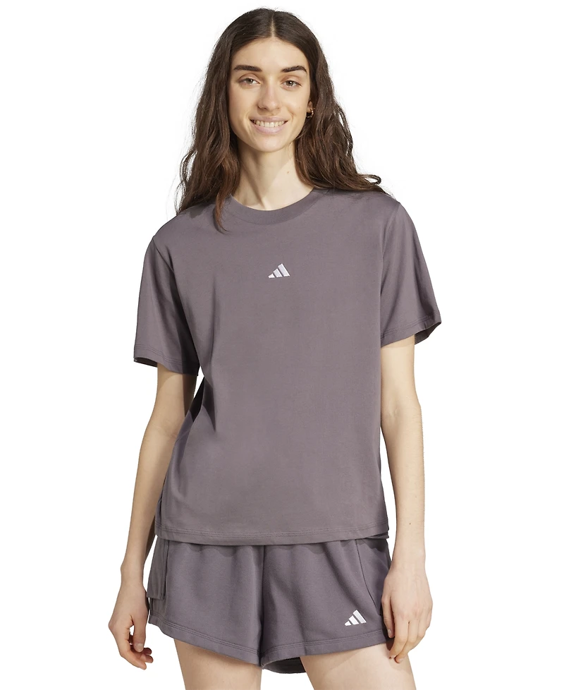 adidas Women's Short-Sleeve Cotton Crewneck Logo T-Shirt