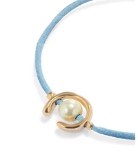 UNOde50 Blue Thread Cultivated Pearl Leather Bracelet