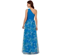 Adrianna Papell Women's Sweetpea Mixed-Media Gown