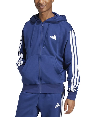 adidas Men's Regular-Fit 3-Stripes Full-Zip Fleece Hoodie