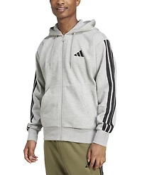 adidas Men's Regular-Fit 3-Stripes Full-Zip Fleece Hoodie