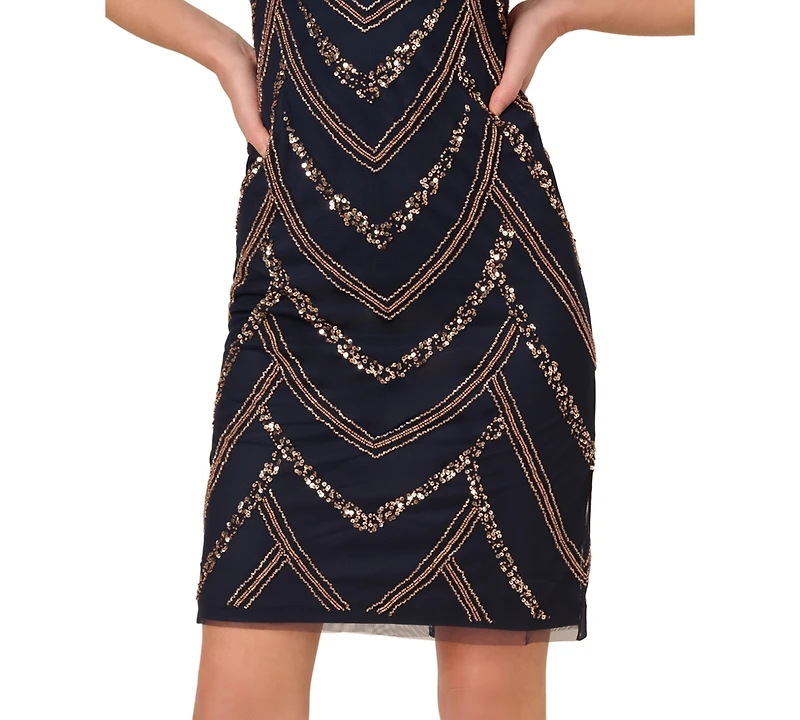 Adrianna Papell Women's Beaded Cap-Sleeve Sheath Dress