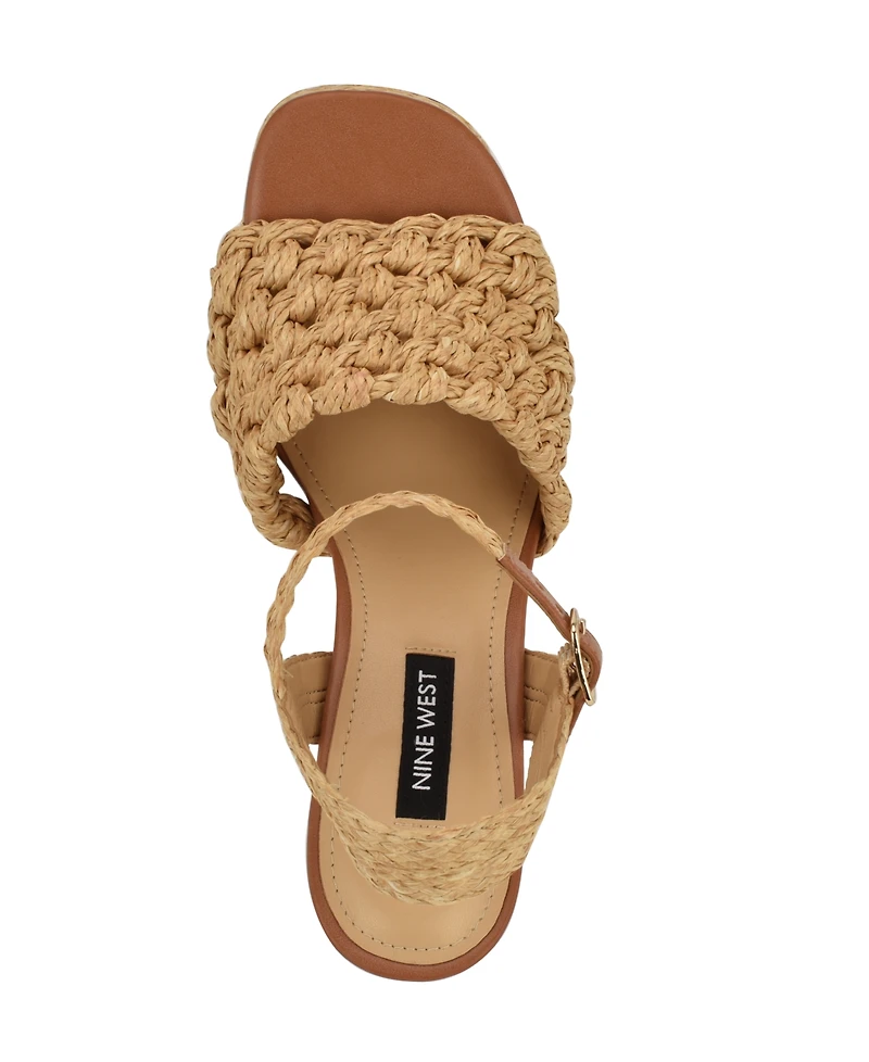 Nine West Women's Vadyn Woven Platform Block Heel Sandals