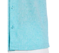 Cubavera Men's Linen Blend Diamond Dobby Print Short Sleeve Button-Down Shirt
