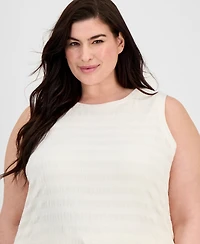 Anne Klein Plus Pucker-Wave Knit Sleeveless Top