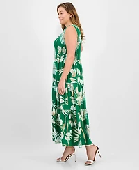 Anne Klein Plus Size Smocked-Bodice Sleeveless Dress