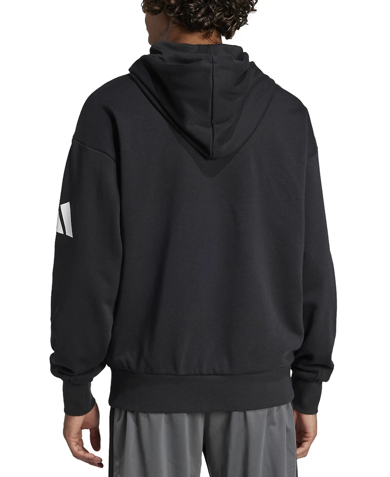 adidas Men's Essentials Three Bar Loose-Fit French Terry Hoodie