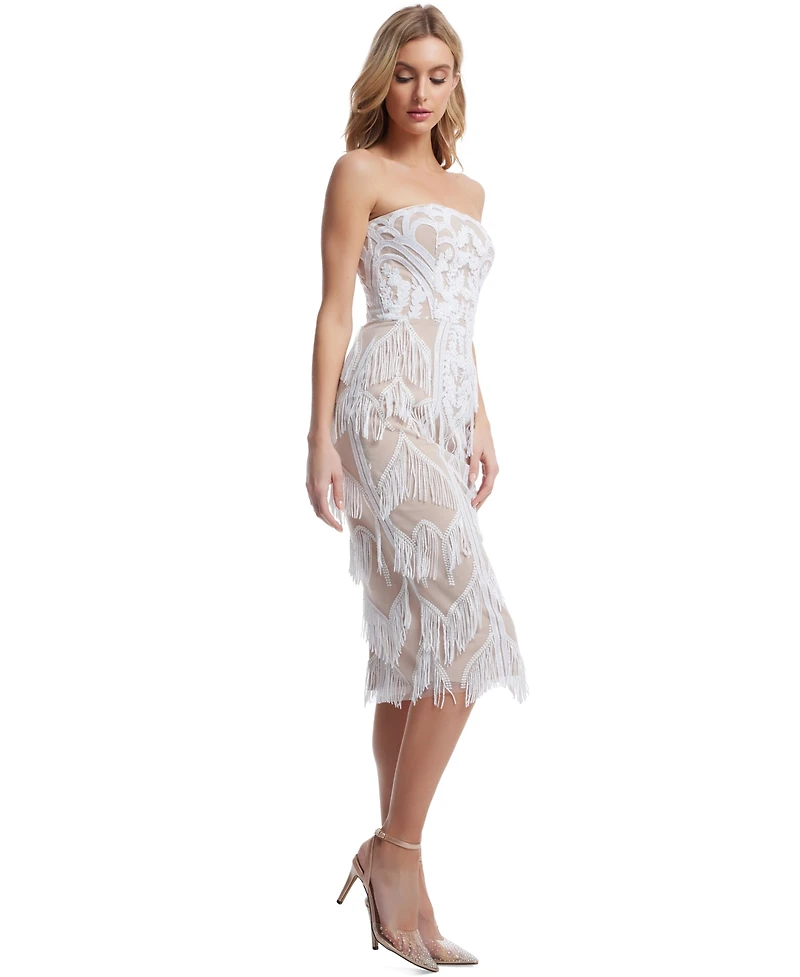 Dress the Population Women's Viviana Sequined Fringe