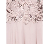 Xscape Petite Beaded Sleeveless High-Neck Gown