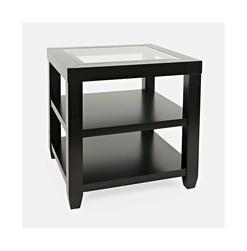 Urban Icon Contemporary Glass Inlay End Table with Storage