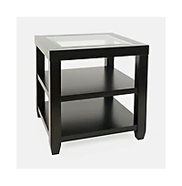 Urban Icon Contemporary Glass Inlay End Table with Storage