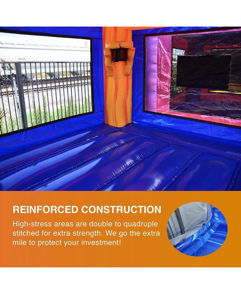 JumpOrange Volcano Commercial Grade Bounce House Inflatable 13'x13' (with Blower), for Kids and Adults, Outdoor Indoor, Backyard Moonwalk, Birthday Pa