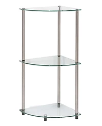 Convenience Concepts 13.75" Glass Designs2Go Classic 3 Tier Corner Shelf