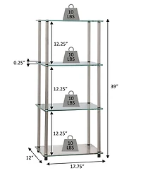 Convenience Concepts 17.75" Glass Designs2Go Classic Glass 4 Tier Tower