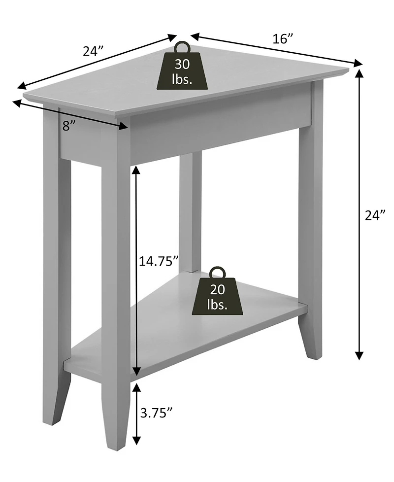 Convenience Concepts 24" Rubber wood Ah Wedge End Table with Shelf
