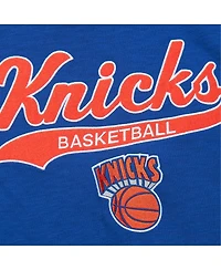 Mitchell & Ness Men's Blue New York Knicks Hardwood Classics Felt Applique Slub T-Shirt