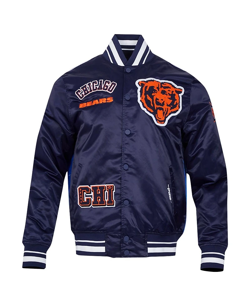 Pro Standard Men's Navy Chicago Bears Sublimated Satin Full-Snap Jacket