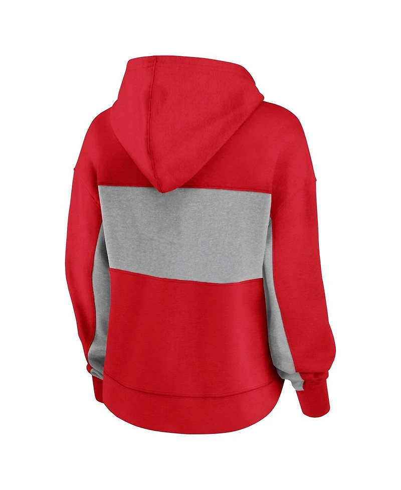 Fanatics Women's Red Wisconsin Badgers Filled Stat Sheet Pullover Hoodie