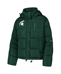 Hype And Vice Women's Green Michigan State Spartans Puffer Jacket