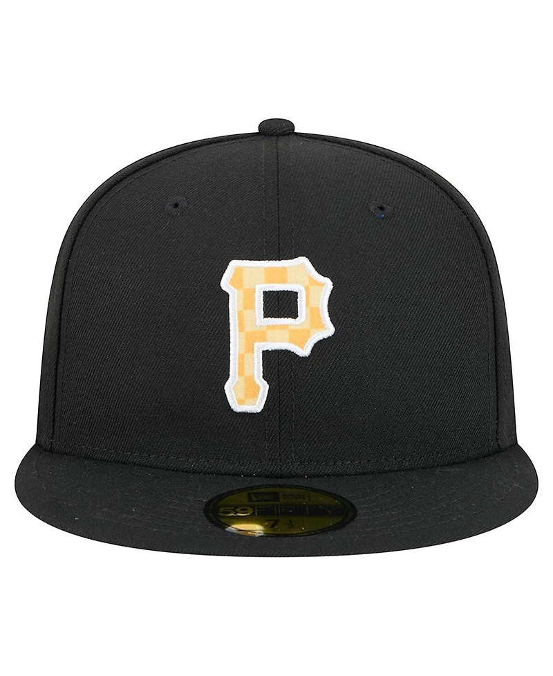 New Era Men's Black Pittsburgh Pirates Checkered Undervisor 59FIFTY Fitted Hat