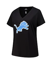 Fanatics Women's Amon-Ra St. Brown Black Detroit Lions Plus Size Player Name Number V-Neck T-Shirt