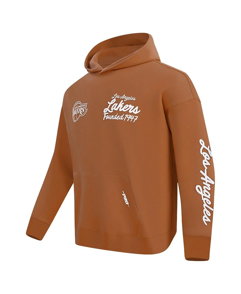Pro Standard Men's Brown Los Angeles Lakers Paint the City Drop Shoulder Pullover Hoodie
