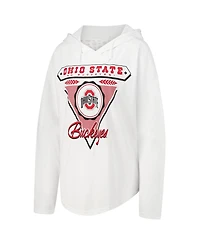 Pressbox Women's White Ohio State Buckeyes San Bruno Hoodie Long Sleeve T-Shirt