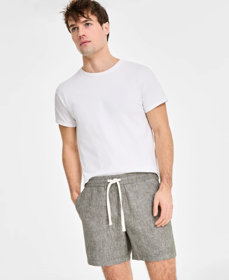 Sun + Stone Men's Chase Regular-Fit 6" Linen Blend Shorts, Exclusively at Macy's