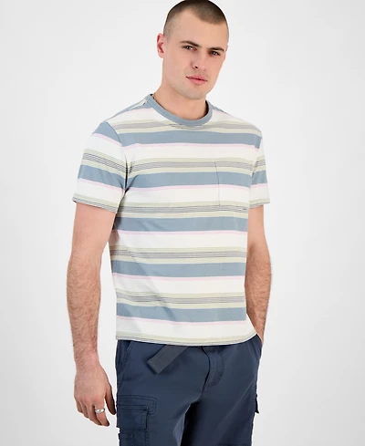 Sun + Stone Men's Regular-Fit Stripe Pocket T-Shirt