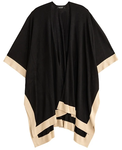 Lauren Ralph Tissue Lightweight Ruana with Border