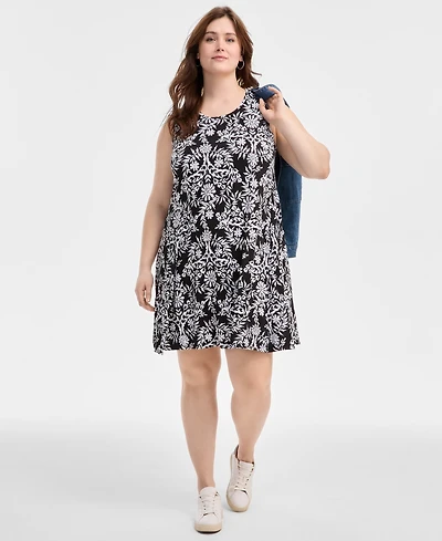 Style & Co Plus Size Printed Sleeveless Flip-Flop Dress, Exclusively at Macy's