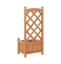 Planter with Trellis Brown Solid Wood Fir