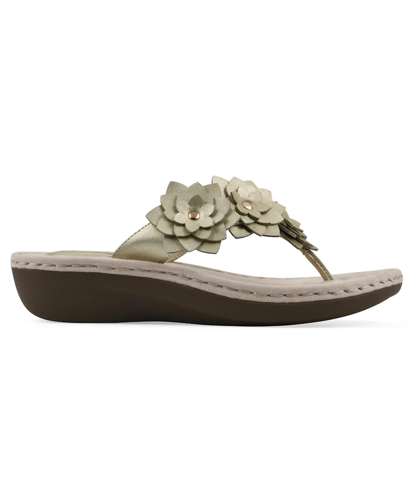 Cliffs by White Mountain Women's Content Floral Wedge Slip-On Sandals