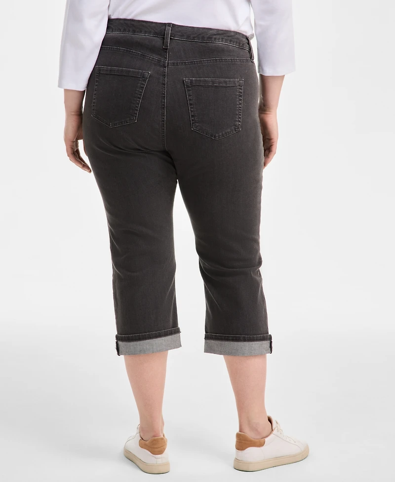 Style & Co Plus Size Mid-Rise Curvy-Fit Capri Jeans, Exclusively at Macy's