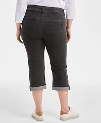 Style & Co Plus Size Mid-Rise Curvy-Fit Capri Jeans, Exclusively at Macy's
