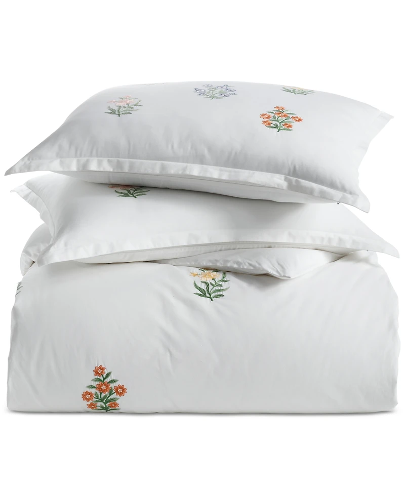Charter Club Bouquet Embroidery 3-Pc. Duvet Cover Set, King, Exclusively at Macy's